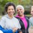 3 older women enjoy their time staying active together representing how a longer healthspan can help with staying active and engaged longer.